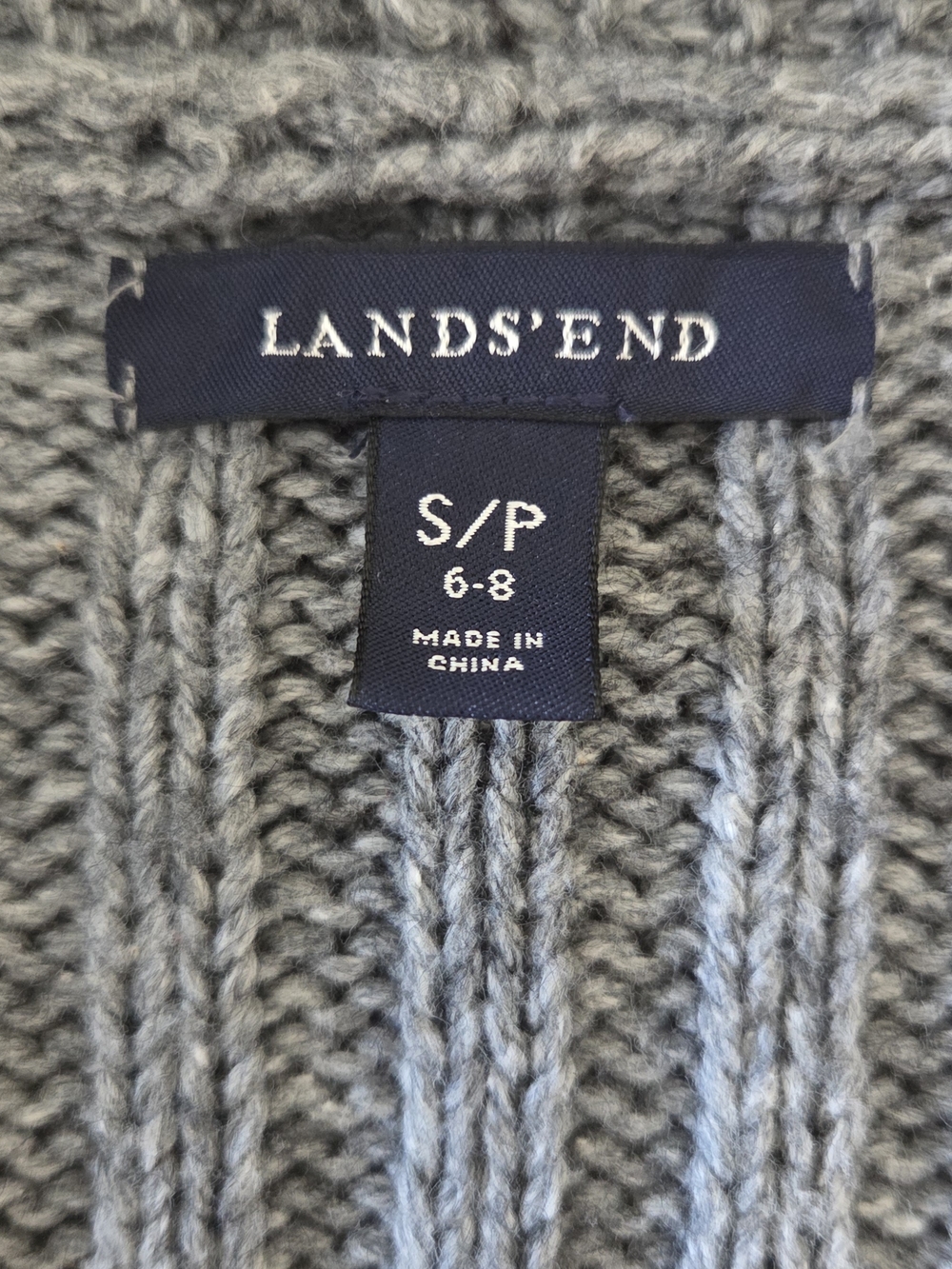 Lands’ End Women’s Gray Cable Knit Shawl Collar Cardigan Sweater Size S/P - Picture 5 of 6